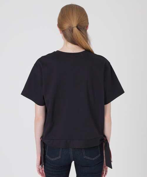 BLUE LABEL CRESTBRIDGE(ブルーレーベルクレストブリッジ)の「【一部店舗限定】ハイゲージポンチヘムリボンTシャツ(Tシャツ/カットソー・レディース・オフホワイト/ブラック/ブルー・38/40)」の13枚目の写真