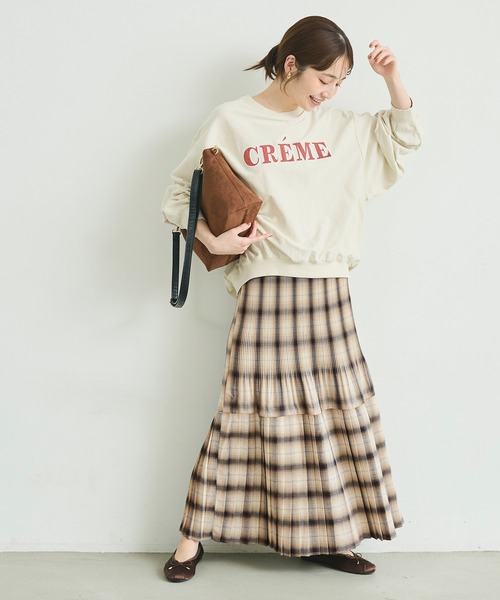 coca(coca)(コカ)の「チェックプリーツ切替スカート(スカート・レディース・ブラウン/アイボリー・L/M)」の7枚目の写真