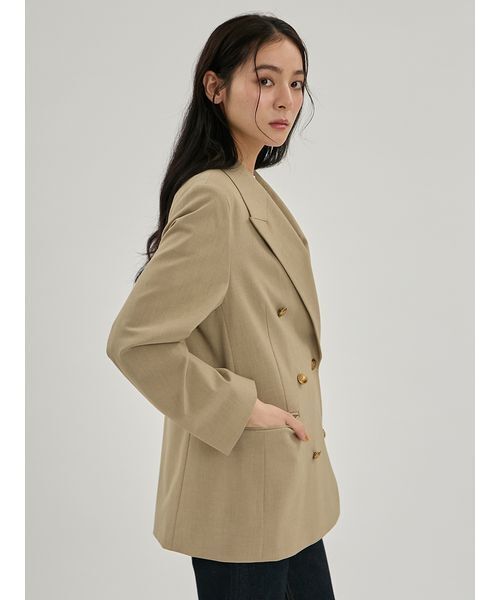 Mila Owen(ミラオーウェン)の「金釦ダブルブレストロングブレザー(テーラードジャケット・レディース・ダークネイビー/ベージュ・F)」の20枚目の写真