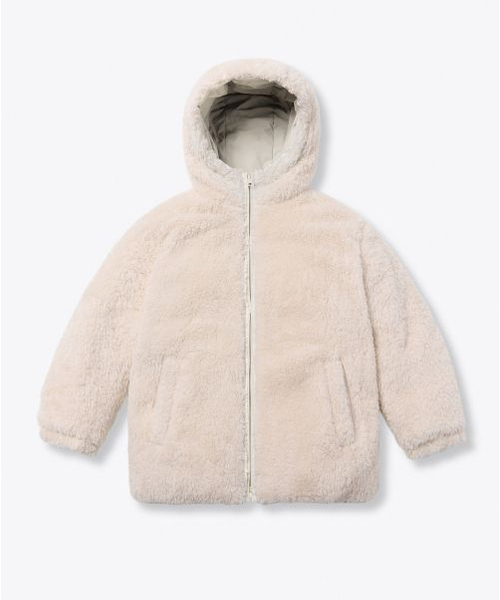 MUSINSA STANDARD KIDS（ムシンサスタンダードキッズ）の「デイリープファーリバーシブルフリースフーデッドパディングジャケット[クリーム/クリーム]（ブルゾン・レディース・その他・100/110/120/130/140/150/160）」の7枚目の写真
