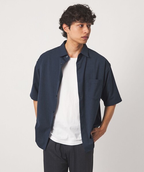 A DAY IN THE LIFE UNITED ARROWS(アデイインザライフユナイテッドアローズ)の「ドライ スラブドビー ワイド レギュラーカラーシャツ-吸水速乾-<A DAY IN THE LIFE>(シャツ/ブラウス・メンズ・ベージュ/ネイビー/ダークグレー・M/L)」の3枚目の写真