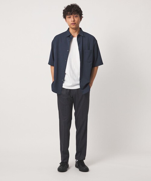 A DAY IN THE LIFE UNITED ARROWS(アデイインザライフユナイテッドアローズ)の「ドライ スラブドビー ワイド レギュラーカラーシャツ-吸水速乾-<A DAY IN THE LIFE>(シャツ/ブラウス・メンズ・ベージュ/ネイビー/ダークグレー・M/L)」の4枚目の写真