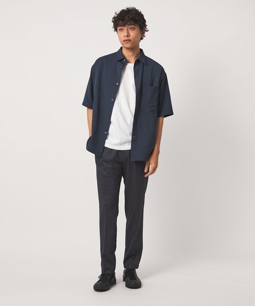 A DAY IN THE LIFE UNITED ARROWS(アデイインザライフユナイテッドアローズ)の「ドライ スラブドビー ワイド レギュラーカラーシャツ-吸水速乾-<A DAY IN THE LIFE>(シャツ/ブラウス・メンズ・ベージュ/ネイビー/ダークグレー・M/L)」の5枚目の写真