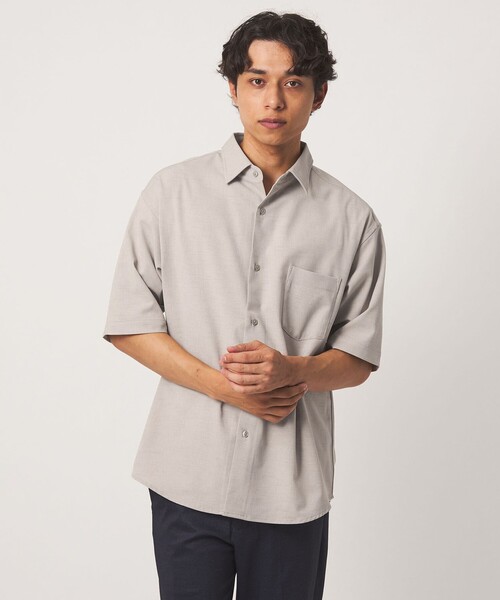 A DAY IN THE LIFE UNITED ARROWS(アデイインザライフユナイテッドアローズ)の「ドライ スラブドビー ワイド レギュラーカラーシャツ-吸水速乾-<A DAY IN THE LIFE>(シャツ/ブラウス・メンズ・ベージュ/ネイビー/ダークグレー・M/L)」の9枚目の写真