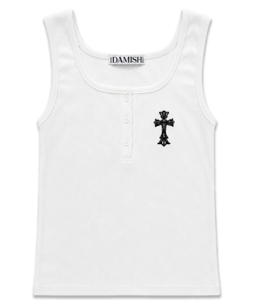 DAMISH（ダミシュ）の「ゴシッククロス刺繍ボタンタンクトップ_アイボリー（Tシャツ/カットソー・レディース・アイボリー・OS）」の2枚目の写真