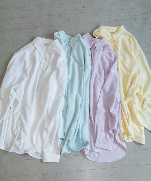 PICHI(ピイチ)の「UVカットカラーオーバーシャツ UV82%CUT 接触冷感 紫外線カット(シャツ/ブラウス・レディース・イエロー/ブルー/パープル/ホワイト・FREE)」の21枚目の写真