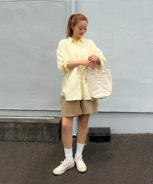 PICHI(ピイチ)の「UVカットカラーオーバーシャツ UV82%CUT 接触冷感 紫外線カット(シャツ/ブラウス・レディース・イエロー/ブルー/パープル/ホワイト・FREE)」の9枚目の写真