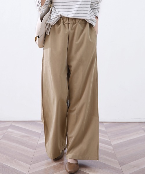 ONEP STAR(ワンピスター)の「落ち感無地楽ちんワイドパンツ(その他パンツ・レディース・グレイッシュベージュ/ブラック/ブラウン・LARGE/MEDIUM)」の3枚目の写真