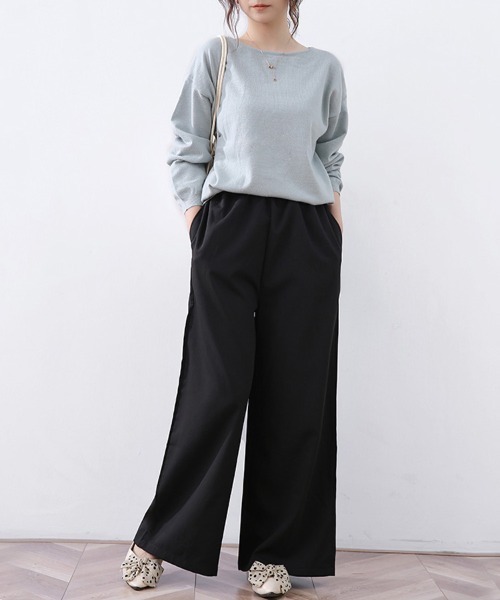 ONEP STAR(ワンピスター)の「落ち感無地楽ちんワイドパンツ(その他パンツ・レディース・グレイッシュベージュ/ブラック/ブラウン・LARGE/MEDIUM)」の13枚目の写真