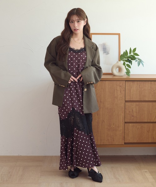 Ambre Neige(アンブルネージュ)の「assorted patterns lace damisole dress / アソートガラレースキャミワンピース(ワンピース・レディース・ブラック/ダークブラウン/ボルドー・FREE)」の7枚目の写真