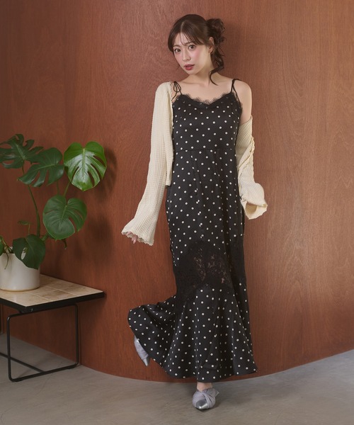Ambre Neige(アンブルネージュ)の「assorted patterns lace damisole dress / アソートガラレースキャミワンピース(ワンピース・レディース・ブラック/ダークブラウン/ボルドー・FREE)」の21枚目の写真