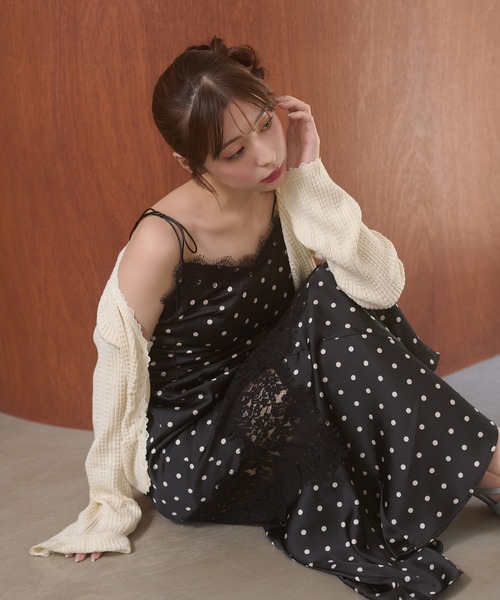 Ambre Neige(アンブルネージュ)の「assorted patterns lace damisole dress / アソートガラレースキャミワンピース(ワンピース・レディース・ブラック/ダークブラウン/ボルドー・FREE)」の15枚目の写真