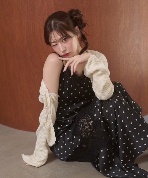 Ambre Neige(アンブルネージュ)の「assorted patterns lace damisole dress / アソートガラレースキャミワンピース(ワンピース・レディース・ブラック/ダークブラウン/ボルドー・FREE)」の17枚目の写真