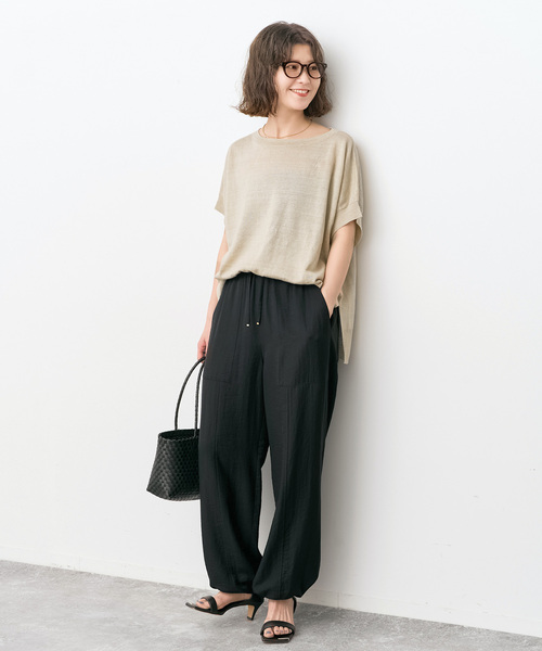 Spick & Span（スピックアンドスパン）の「《WEB限定 / 追加2》ドレープツイルイージーファティーグパンツ（その他パンツ・レディース・ベージュ/ブラック・38/36）」の3枚目の写真