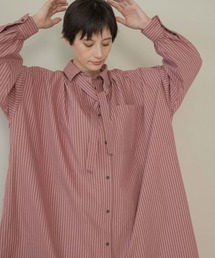 《natural by clip》カラーストライプBIGシャツワンピース