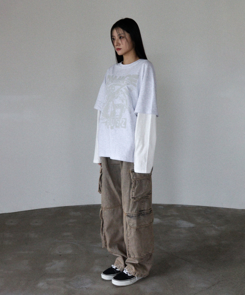 DEFYCLUBROBBERS(ディファイクラブロバース)の「FUZZ レイヤード ロングスリーブ ホワイトメランジ(Tシャツ/カットソー・レディース・ライトグレー・MEDIUM/LARGE)」の7枚目の写真