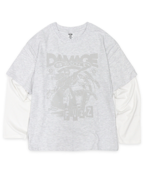 DEFYCLUBROBBERS(ディファイクラブロバース)の「FUZZ レイヤード ロングスリーブ ホワイトメランジ(Tシャツ/カットソー・レディース・ライトグレー・MEDIUM/LARGE)」の12枚目の写真