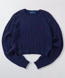【71】【BEVERLY HILLS POLO CLUB/ビバリーヒルズポロクラブ】レディス ケーブル編み クロップド ニット/ショート丈/セーター/スタイルアップ/脚長効果