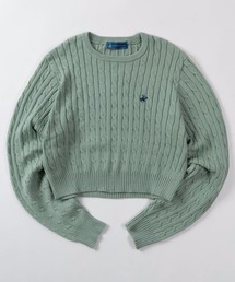 【71】【BEVERLY HILLS POLO CLUB/ビバリーヒルズポロクラブ】レディス ケーブル編み クロップド ニット/ショート丈/セーター/スタイルアップ/脚長効果