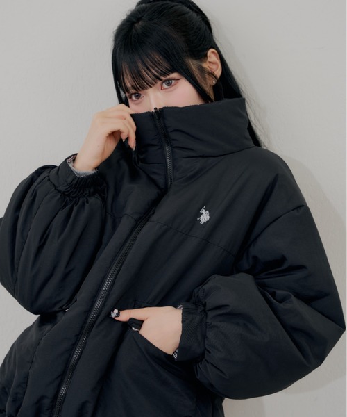 U.S. POLO ASSN.（ユーエスポロアッスン）の「【US. POLO ASSN.】【M/Lサイズ】リバーシブル中綿ブルゾン（ブルゾン・レディース・グリーン/ブラック/アイボリー・MEDIUM/LARGE）」の3枚目の写真