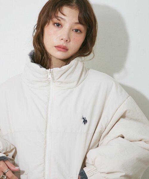 U.S. POLO ASSN.（ユーエスポロアッスン）の「【US. POLO ASSN.】【M/Lサイズ】リバーシブル中綿ブルゾン（ブルゾン・レディース・グリーン/ブラック/アイボリー・MEDIUM/LARGE）」の14枚目の写真