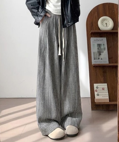 Teem Store(チームストア)の「ストライプイージーワイドパンツ(その他パンツ・レディース・ブラック/ブラウン・M)」の10枚目の写真