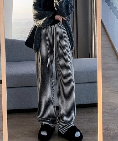 Teem Store(チームストア)の「ストライプイージーワイドパンツ(その他パンツ・レディース・ブラック/ブラウン・M)」の7枚目の写真