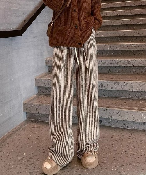 Teem Store(チームストア)の「ストライプイージーワイドパンツ(その他パンツ・レディース・ブラック/ブラウン・M)」の14枚目の写真