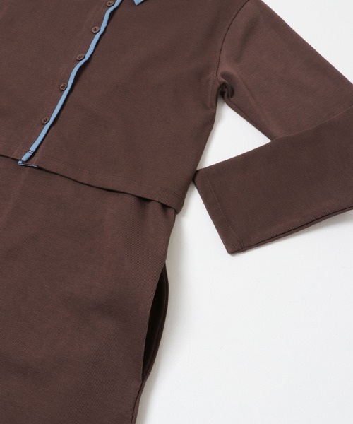 ITEMS URBANRESEARCH(アイテムズ アーバンリサーチ)の「カーディガンセットワンピース(ワンピース・レディース・ネイビー/ブラウン・FREE)」の7枚目の写真