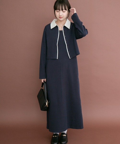 ITEMS URBANRESEARCH(アイテムズ アーバンリサーチ)の「カーディガンセットワンピース(ワンピース・レディース・ネイビー/ブラウン・FREE)」の10枚目の写真