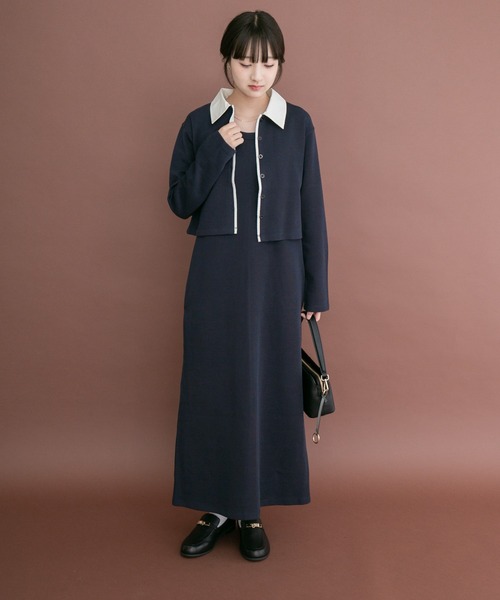ITEMS URBANRESEARCH(アイテムズ アーバンリサーチ)の「カーディガンセットワンピース(ワンピース・レディース・ネイビー/ブラウン・FREE)」の11枚目の写真