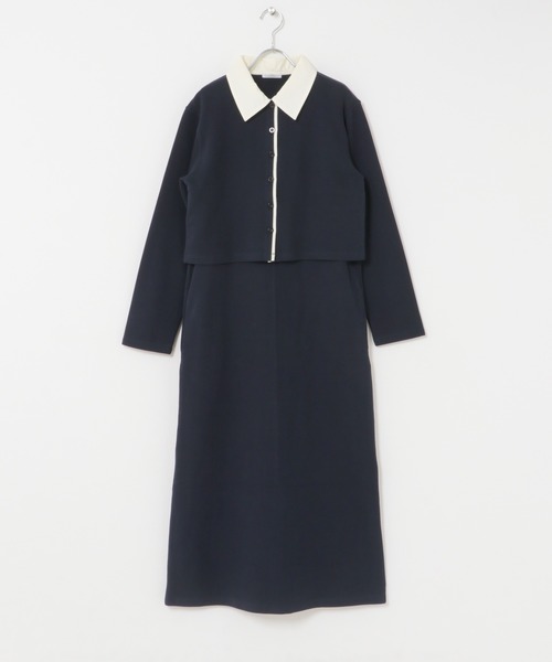 ITEMS URBANRESEARCH(アイテムズ アーバンリサーチ)の「カーディガンセットワンピース(ワンピース・レディース・ネイビー/ブラウン・FREE)」の16枚目の写真