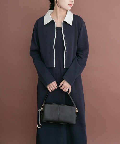 ITEMS URBANRESEARCH(アイテムズ アーバンリサーチ)の「カーディガンセットワンピース(ワンピース・レディース・ネイビー/ブラウン・FREE)」の8枚目の写真