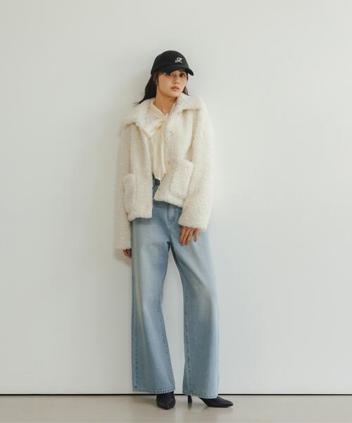 PROPORTION BODY DRESSING(プロポーションボディドレッシング)の「衿付きフェイクファーブルゾン / 1216255001(ブルゾン・レディース・ベージュ/ホワイト系その他・MEDIUM/SMALL)」の4枚目の写真