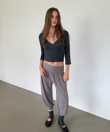3/4 SLEEVES WRAP T (CHARCOAL)