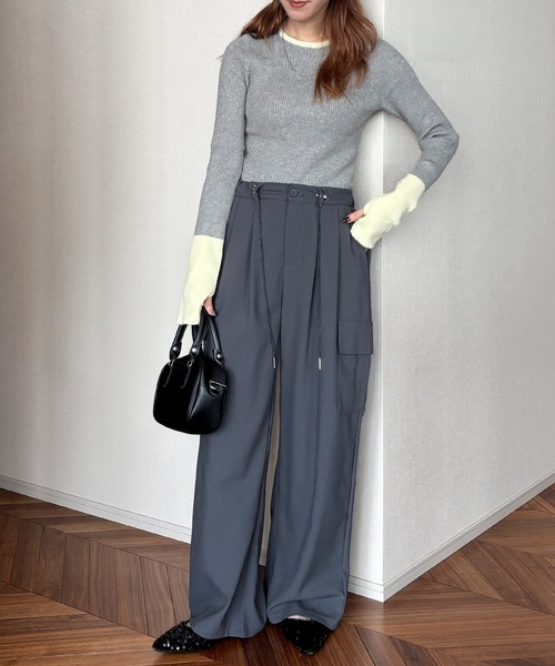 ISOOK(アイスー)の「【ISOOK / アイスー】配色リンガーリブニット / バイカラー リンガーニット リブニット 指穴 サムホール フィンガーホール ロングスリーブ 長袖 ZOZOTOWN限定(Tシャツ/カットソー・レディース・ブラウン/グレー・FREE)」の8枚目の写真