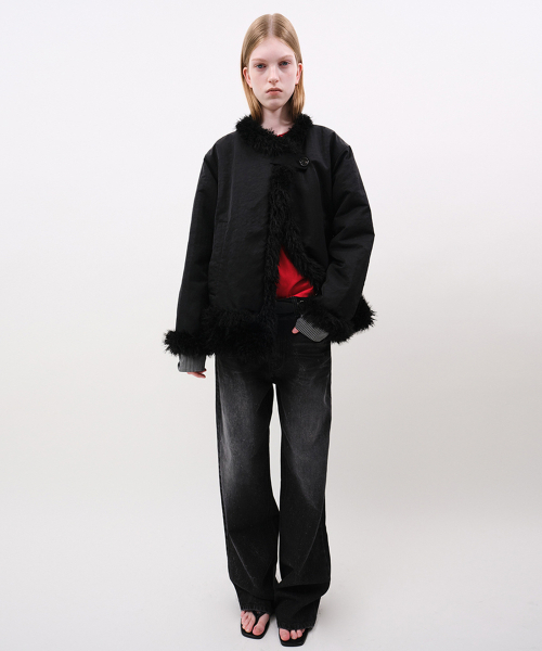 YUNSE(ユンセ)の「プリントストレートデニムパンツ(ブラック)(デニムパンツ・レディース・その他・SMALL/MEDIUM)」の4枚目の写真