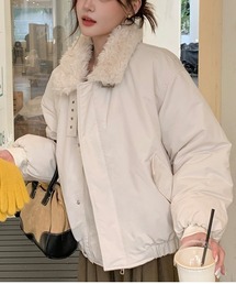 エコファーカラースタンド中綿ジャケット