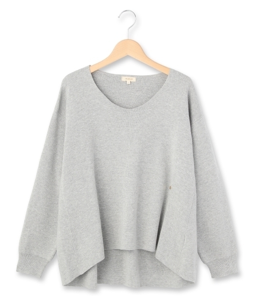 HusHusH(ハッシュアッシュ)の「ラウンドネックドロップショルダーニット(ニット/セーター・レディース・ホワイト/ベージュ/グレー・02/03)」の1枚目の写真