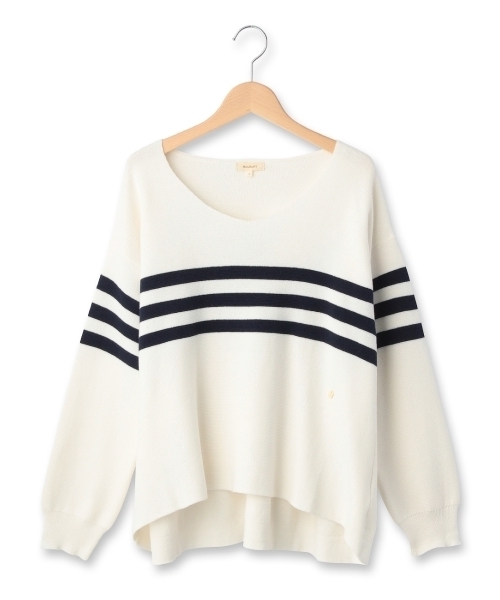 HusHusH(ハッシュアッシュ)の「ラウンドネックドロップショルダーニット(ニット/セーター・レディース・ホワイト/ベージュ/グレー・02/03)」の2枚目の写真