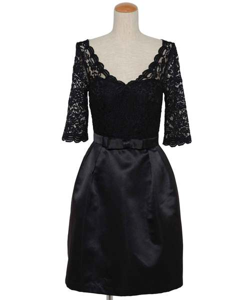 【LEJA】総レースオケージョンドレス 7分袖ワンピース 結婚式 Sサイズ Lace Ladies ドレス 七分袖総レースフォーマルロングワンピース