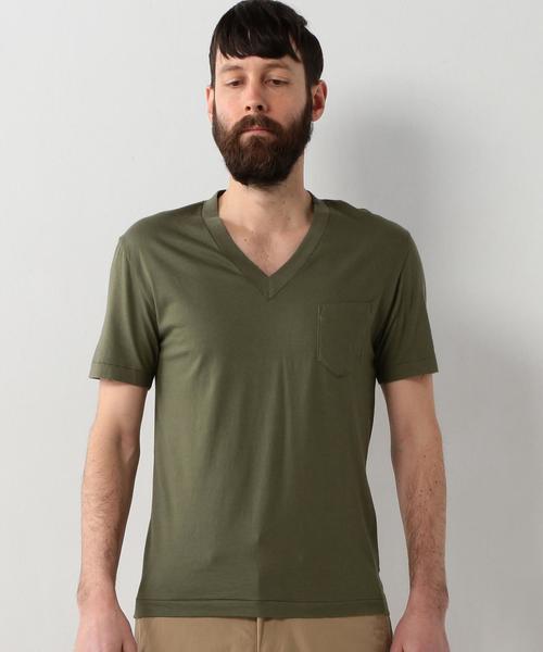 UNITED ARROWS（ユナイテッドアローズ）の「UA ECSP コットン Vネック カットソー◆（Tシャツ/カットソー・メンズ・オリーブ・LARGE/X-SMALL/X-LARGE/MEDIUM/SMALL）」の3枚目の写真