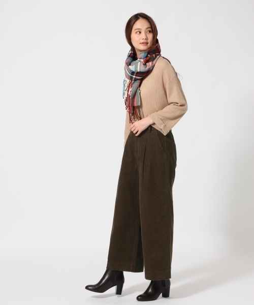 GLOBAL WORK（グローバルワーク）の「コーデュロイワイドパンツ/741507（その他パンツ・レディース・ダークブラウン/ホワイト/ネイビー・MEDIUM/LARGE）」の9枚目の写真