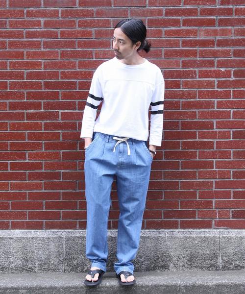 coen（コーエン）の「コットンリネン1タックワイドイージーデニムパンツ（デニムパンツ・メンズ・コバルトブルー・S/M/L/XL）」の10枚目の写真