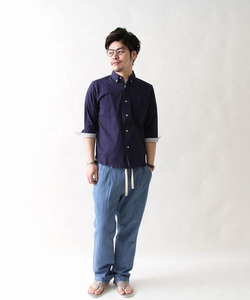 coen（コーエン）の「コットンリネン1タックワイドイージーデニムパンツ（デニムパンツ・メンズ・コバルトブルー・S/M/L/XL）」の16枚目の写真