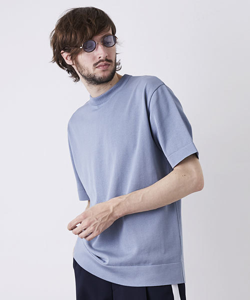 UNITED TOKYO（ユナイテッドトウキョウ）の「18G天竺クルーネックニットTee（ニット/セーター・メンズ・ベージュ/グリーン/ピンク/ブラック/ブルー/オフホワイト/サックスブルー/マスタード/ラベンダー・1/2/3）」の6枚目の写真