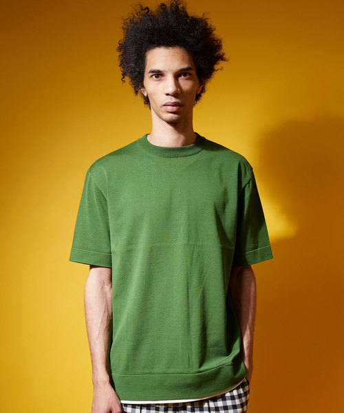 UNITED TOKYO（ユナイテッドトウキョウ）の「18G天竺クルーネックニットTee（ニット/セーター・メンズ・ベージュ/グリーン/ピンク/ブラック/ブルー/オフホワイト/サックスブルー/マスタード/ラベンダー・1/2/3）」の11枚目の写真