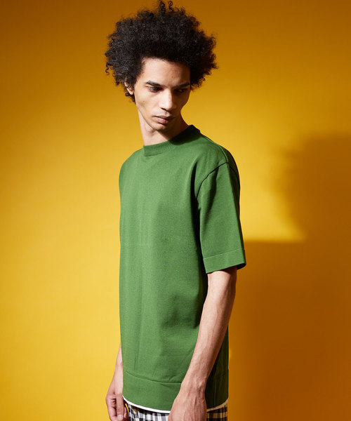 UNITED TOKYO（ユナイテッドトウキョウ）の「18G天竺クルーネックニットTee（ニット/セーター・メンズ・ベージュ/グリーン/ピンク/ブラック/ブルー/オフホワイト/サックスブルー/マスタード/ラベンダー・1/2/3）」の12枚目の写真