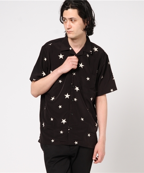 JACKROSE(ジャックローズ)の「オープンカラースタープリントシャツ(シャツ/ブラウス・メンズ・ブラック/ホワイト・L/M)」の10枚目の写真