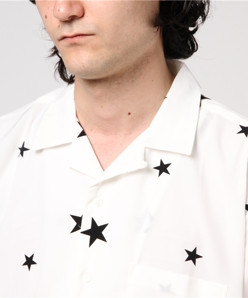 JACKROSE(ジャックローズ)の「オープンカラースタープリントシャツ(シャツ/ブラウス・メンズ・ブラック/ホワイト・L/M)」の4枚目の写真